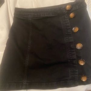 Free People Black Skirt with Buttons
